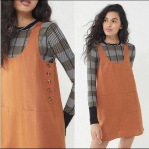 Urban Outfitters Linen Side-Button Shift Dress XS